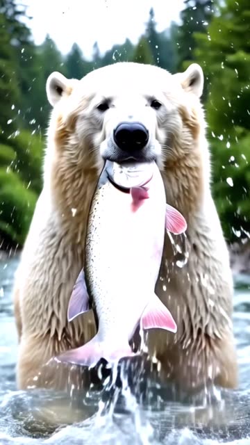 How did the polar bear catch salmon