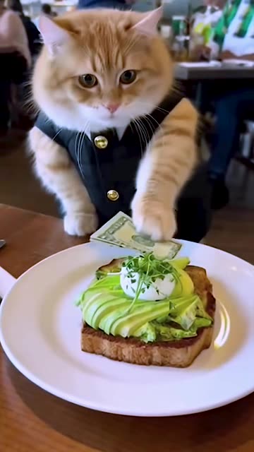 The Hardest Working Waiter! 🐱💸 "It's for you, Thank You!" #Shorts #usa #cat #funny