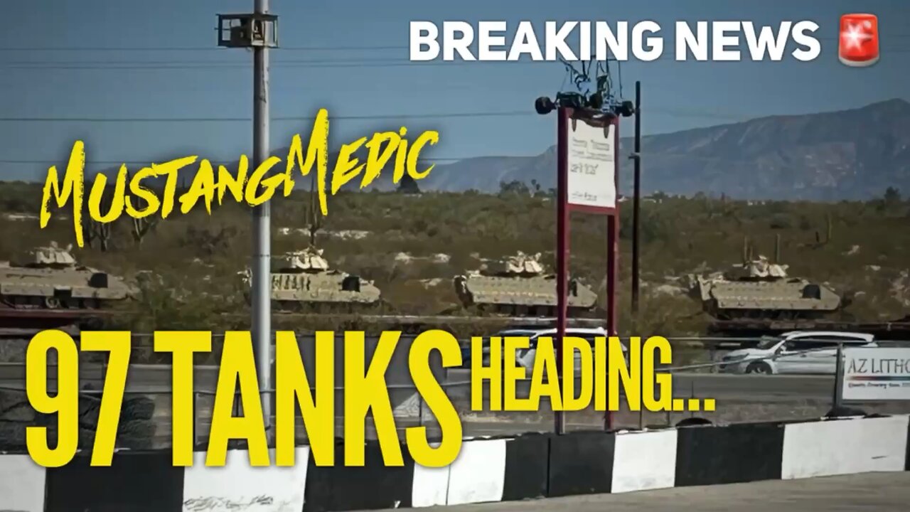 **BREAKING NEWS 🚨** 97 TANKS SPOTTED ON FREIGHT TRAINS HEADING SOUTH IN MARANA, ARIZONA! 🚂🛡️