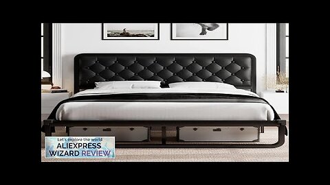 full size bed frame Upholstered Platform Bed Frame with heavy duty steel Review