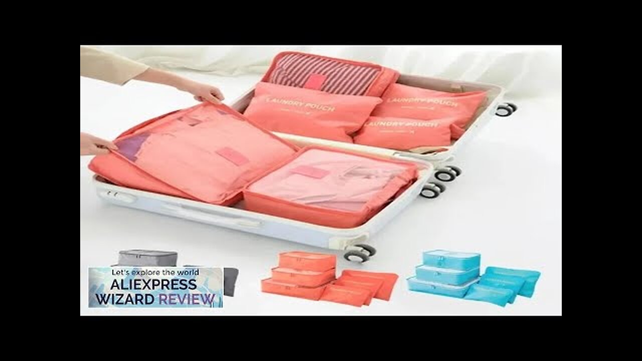 6 Pcs/Set Pink/Blue/Grey Travel Storage Bag Large Capacity Waterproof Luggage Clothing Review