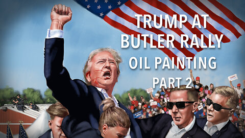 Trump at the Butler Pennsylvania Rally Oil Painting Part 2