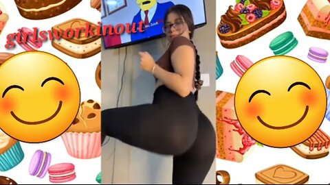 Big bank jiggle in black leggings