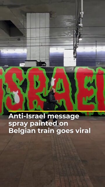 Train in Belgium spray painted = "Terrorist State"