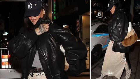 Rihanna’s NYC Dinner Look: Sequin Skirt & Boots