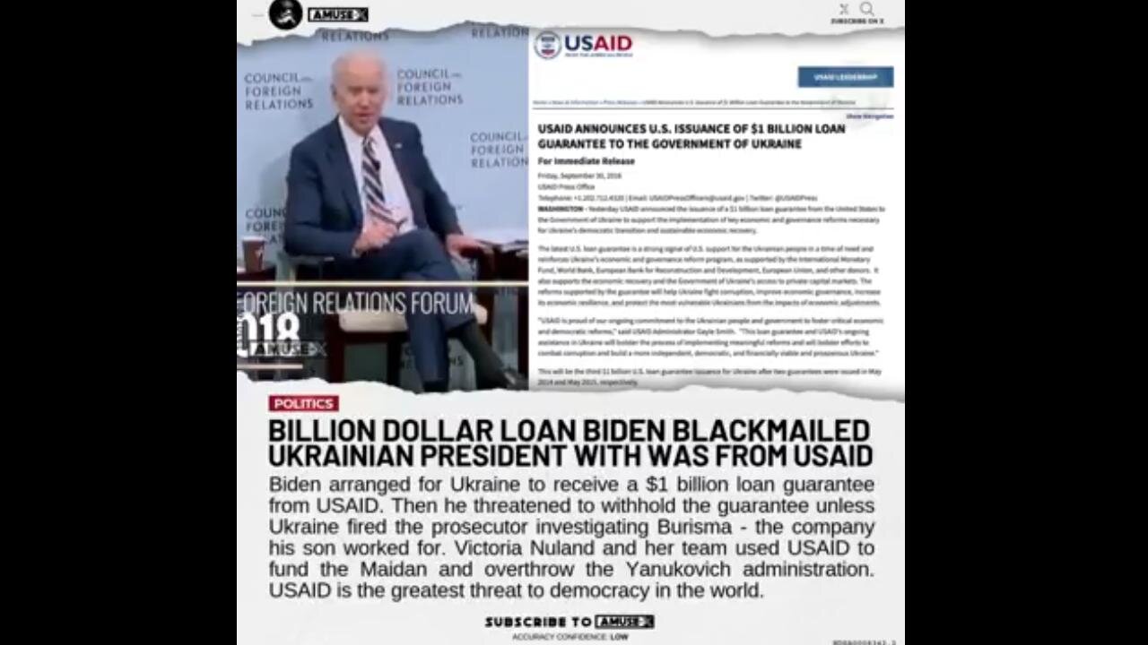 Biden Used USAID $Billion Loan To Blackmail Ukraine President