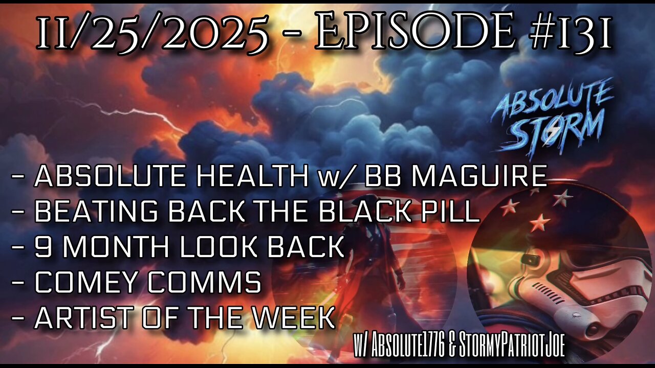 Absolute Storm Ep 131 11/25/25 6pm EST Absolute Health|No Black Pills|Comey|AOTW