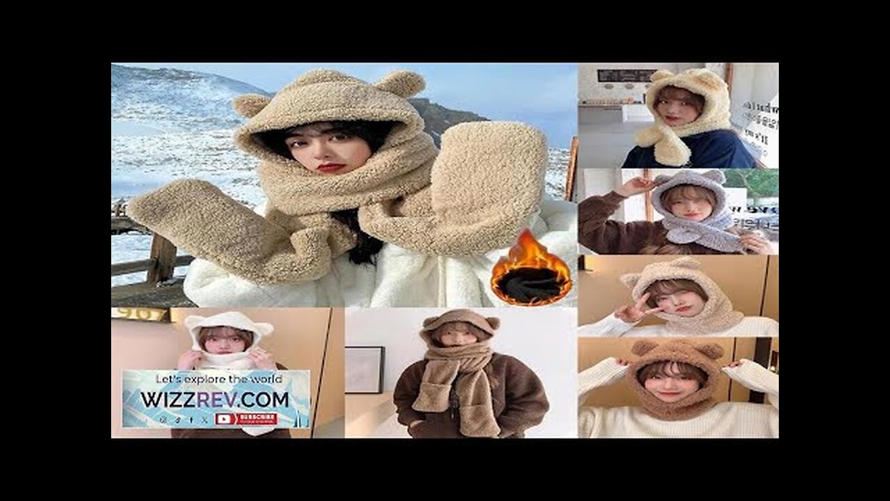 1Pc Cute Bear Ear Hat Scarf Gloves 3-in-1 Winter Warm Hedging Cap Review