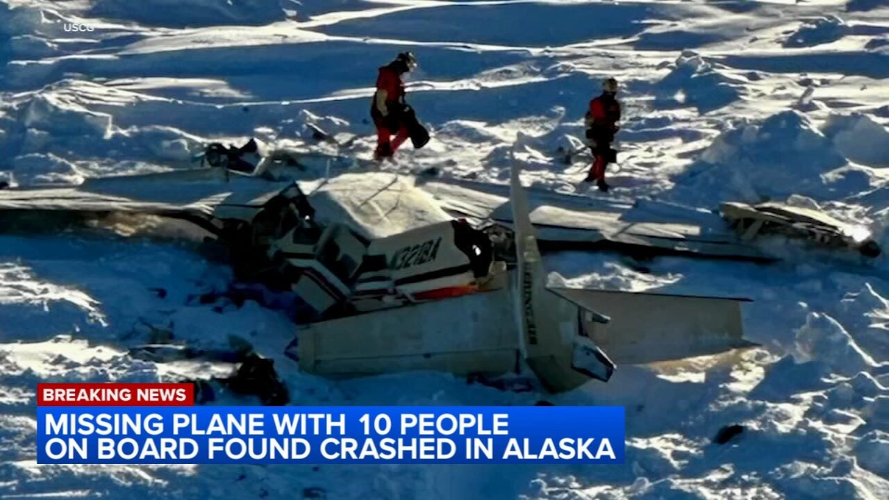 Missing commuter plane found crashed on Alaska sea ice and all 10 aboard died, authorities say