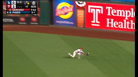 Philadelphia Phillies Harrison Bader diving catch in CF, robs LA Dodgers Andy Pages, game 1 NLDS