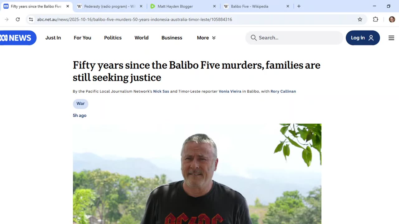 ABC's story on Balibo Five is interesting given exposure of pederasty broadcast, also from 1975
