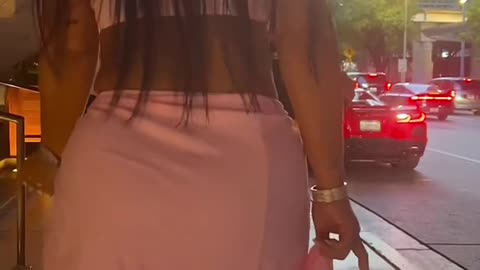 Lingerie beauty on street