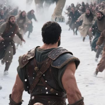 Benaiah and the Lion in the Snow.