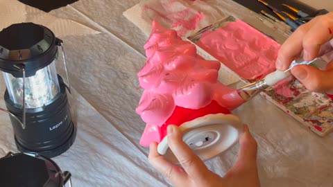 🌸 Part 1/3: Watch this blank ceramic Christmas tree come to life in pretty pink! 🎨