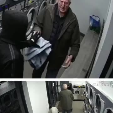 An 84 year old man fought off a thief with a knife in a launderette (watch until
