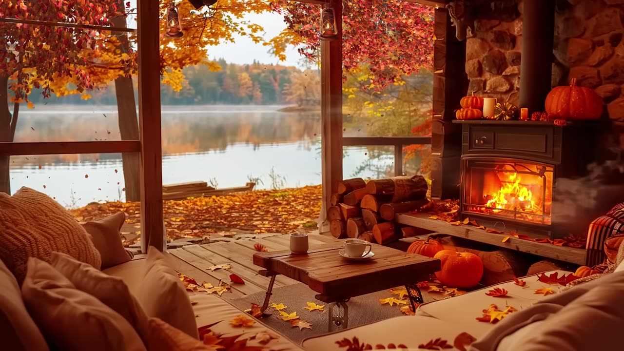 Cozy Cabin in the Autumn Forest - Soft Piano Melodies for Relaxation and Deep Sleep