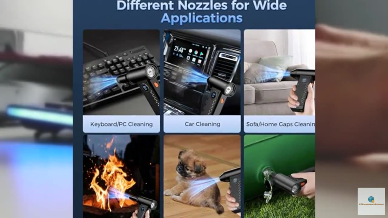 Compressed Air Duster, 150000RPM Electric Air Duster with LED Display & Light, 4