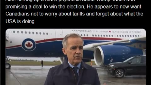 Mark Carney speaks with reporters about Trumps announcement last night.