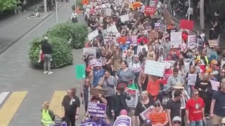 A large demonstration against democracy in downtown Auckland today, organised by the Trade Unions.