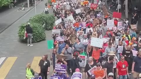 A large demonstration against democracy in downtown Auckland today, organised by the Trade Unions.