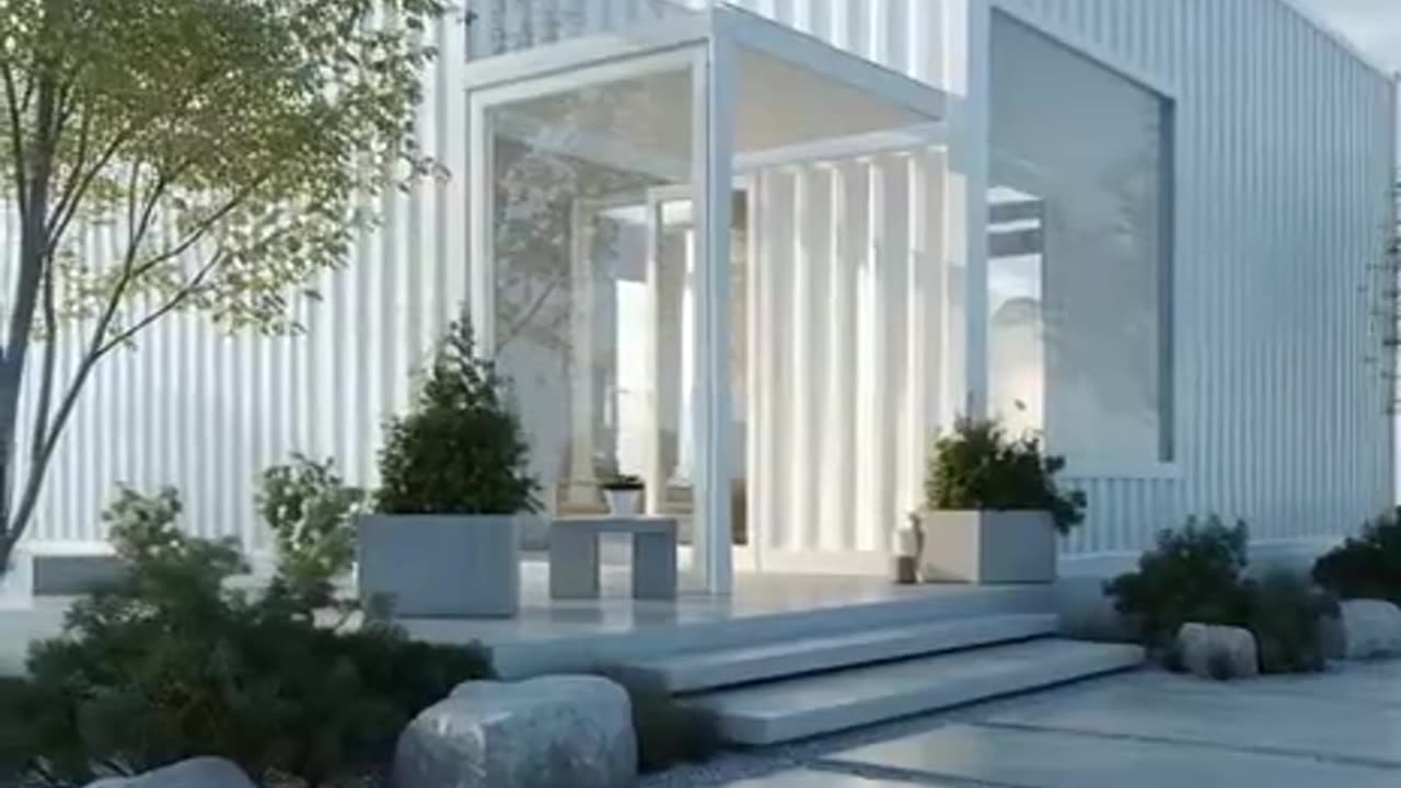 Clean White Container House Design