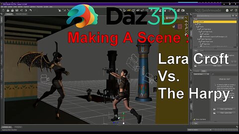 Making A Scene DAZ 3D : Lara Croft Vs The Harpy