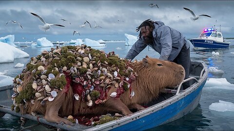 capybara with millions of parasitic barnacles on its body is asking for help from the coast guard