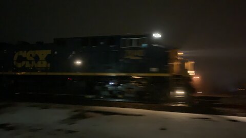 Triple CSX Train at Night