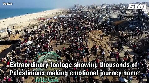 Extraordinary footage showing thousands of Palestinians making emotional journey home
