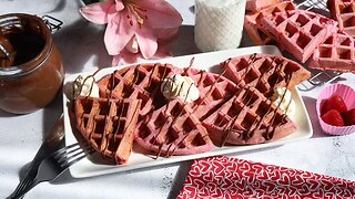 Naturally Pink Waffles (No Dyes). Perfect for Valentine's Day 💕