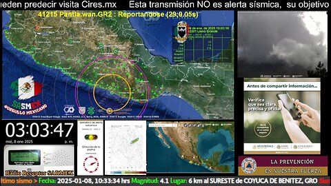 SISMO Magnitud 4.2 a 53 km al SUROESTE de PINOTEPA NACIONAL, OAX 08/01/25 15:03:01 #noameritoalerta