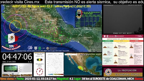 SISMO Magnitud 4.3 Loc 43 km al SUROESTE de COALCOMAN, MICH 12/01/25 04:46:33 #noameritoalerta