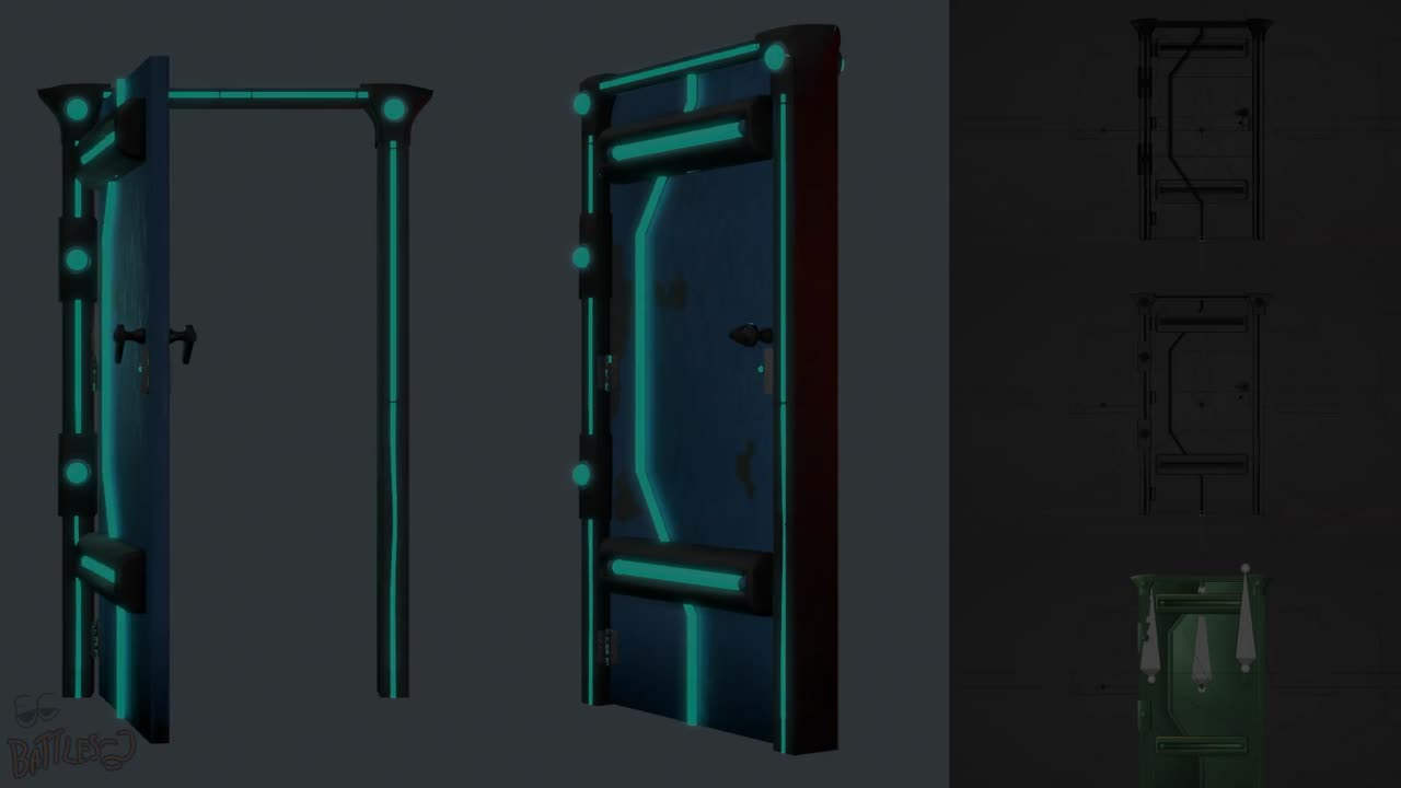Cyberpunk Door 3D Model Showcase