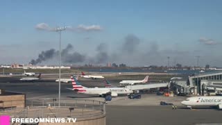 Heavy 3-Alarm Fire blaze in the Bronx, can be seen all the way from LGA Airport