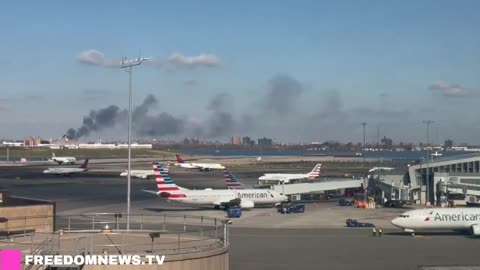 Heavy 3-Alarm Fire blaze in the Bronx, can be seen all the way from LGA Airport