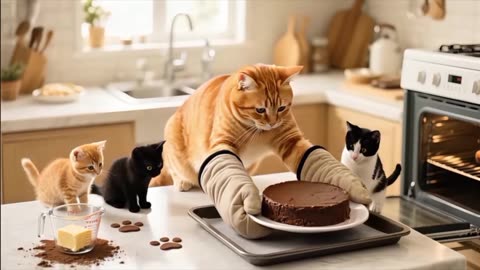 Mom Cat Picks Fresh Strawberries Eggs 🥚 Bakes Ginder Kitten's Birthday