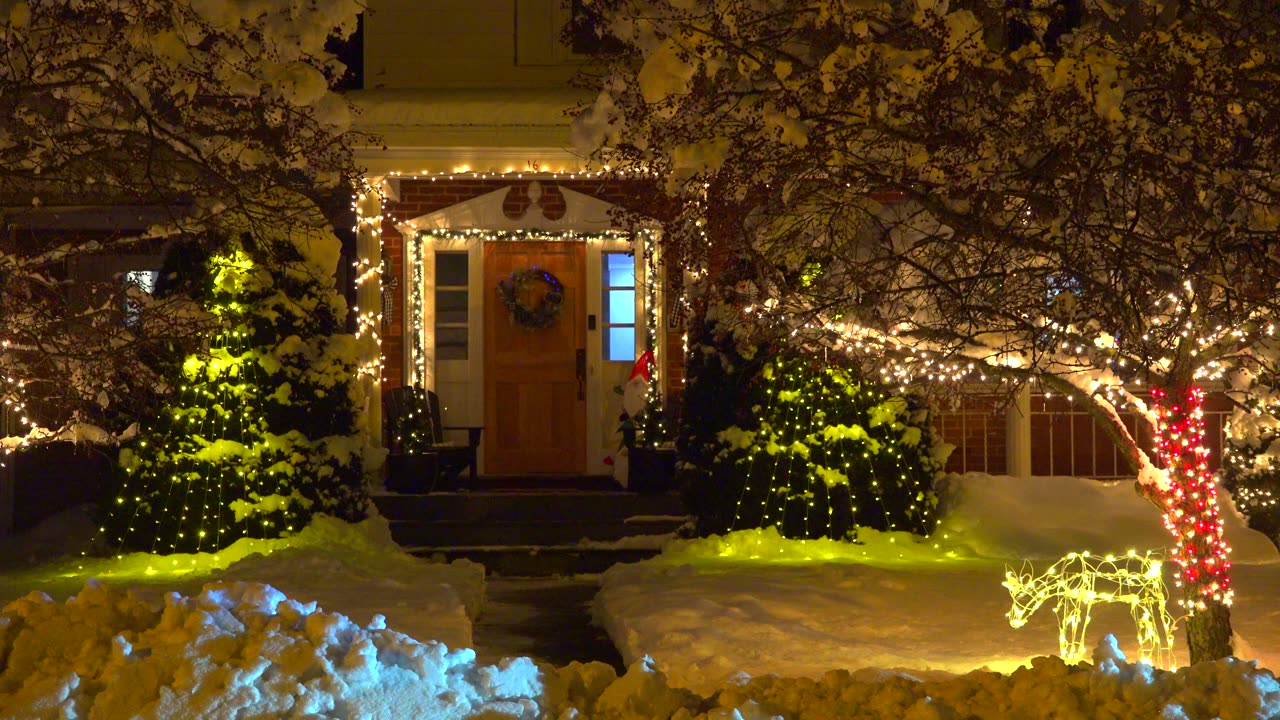 Christmas lights in Malone, New York