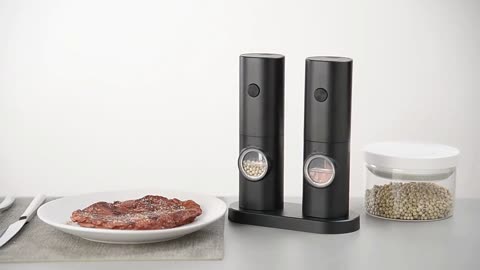 Electric Salt and Pepper Grinder Set with Charging Base