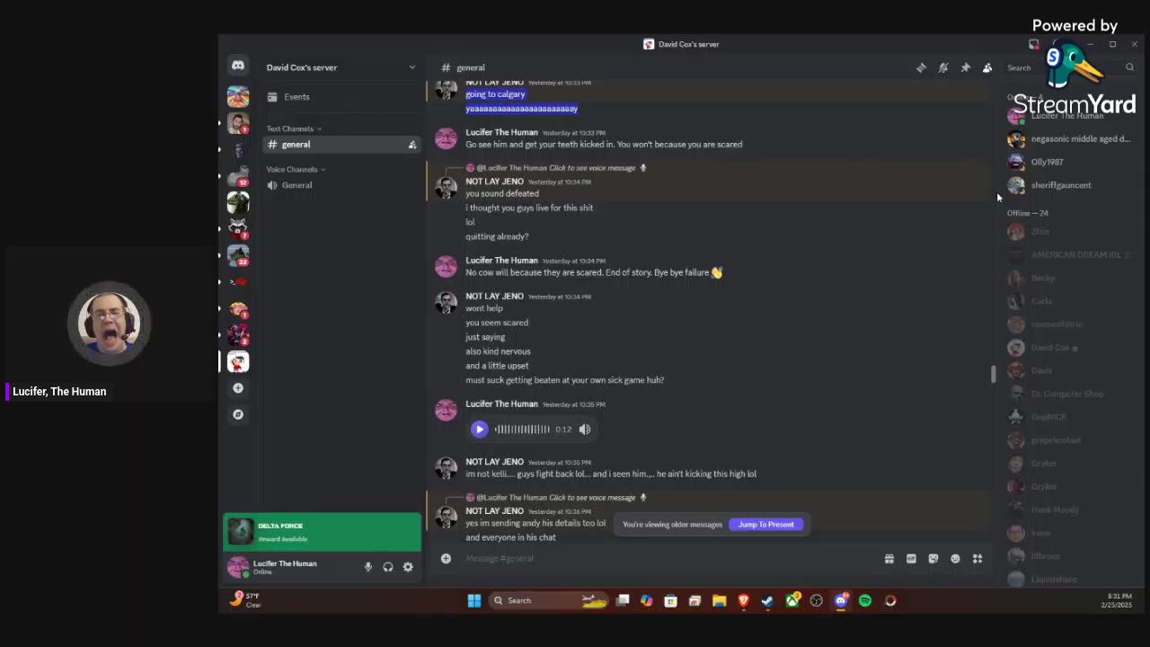 Not Lay Jeno doxing Gryker and his family in David Cox' Discord
