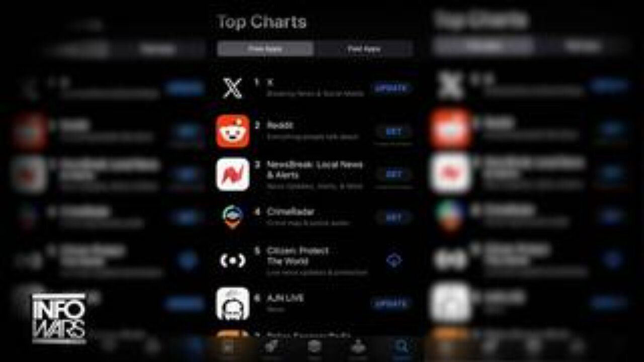DIGITAL EARTHQUAKE: Alex Jones Network App Shoots To #5 In Global News Less Than 24 Hours!!