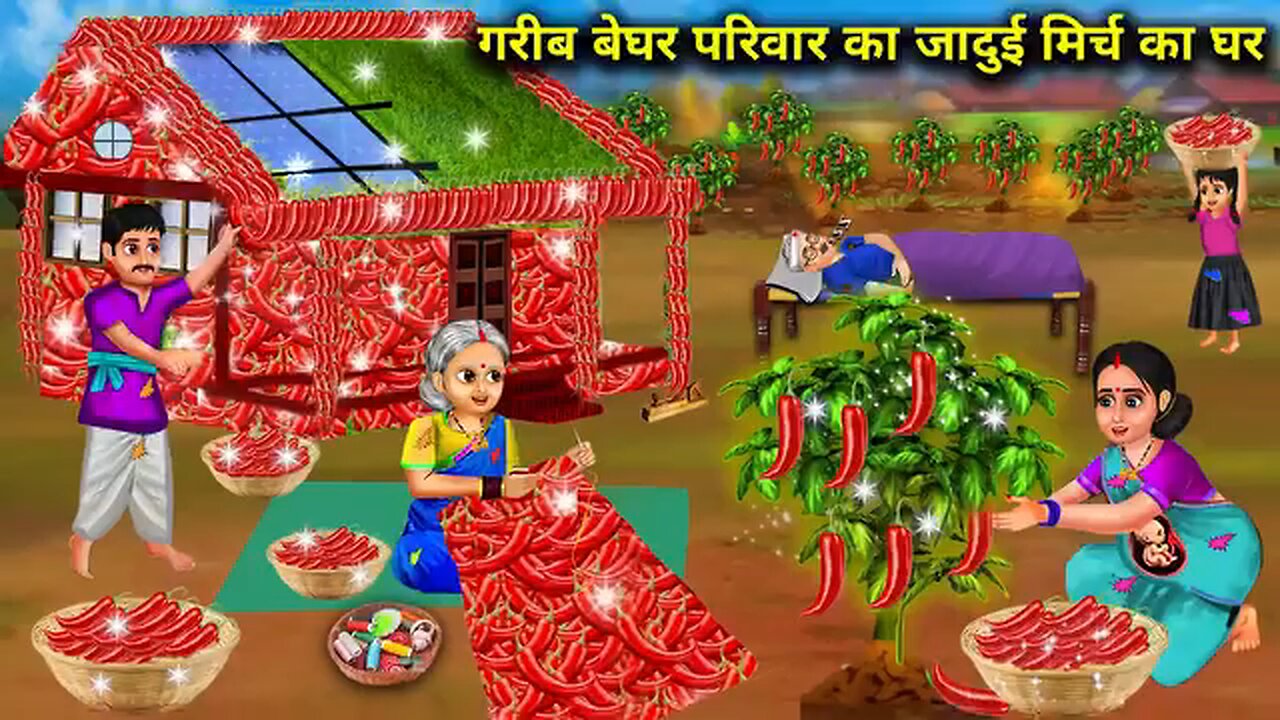 गरीब बेघर परिवार का जादुई मिर्च का घर | Garib Ka Jaadui Mirch Ka Ghar | magical moral story in Hindi