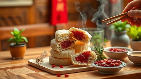 "Soft & Chewy! 🥮 Traditional Glutinous Rice Cakes with Red Bean Filling"