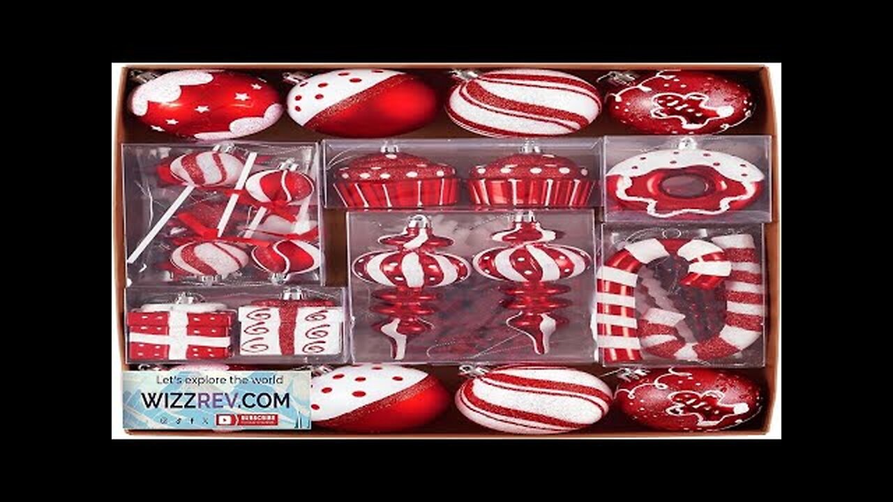 Valery Madelyn Christmas Ball Ornaments Set 80ct Candy Cane Red and White Review