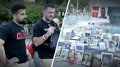 Tommy Robinson's first stop in Israel: memorial honouring those killed by Hamas