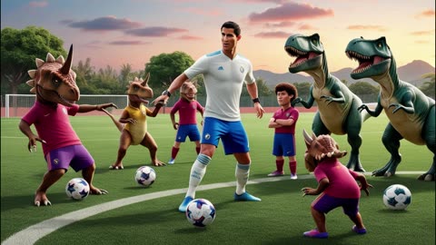 Cristiano Ronaldo Playing Football with Dinosaurs| Animated Stories