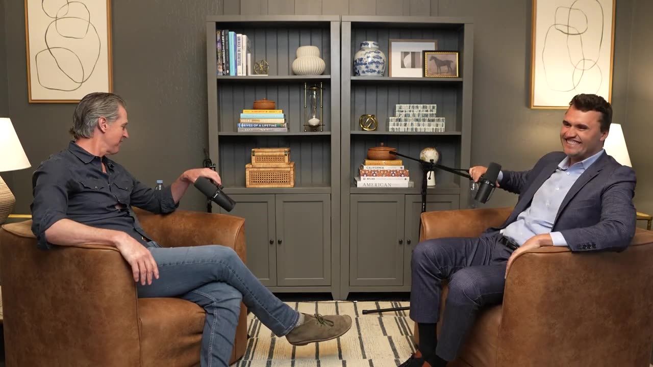Gavin Newsom gets a fat dose of reality on the first episode of his new podcast from Charlie Kirk