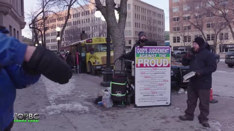 Preaching at the St. Paul Winter Carnival Vulcan Parade