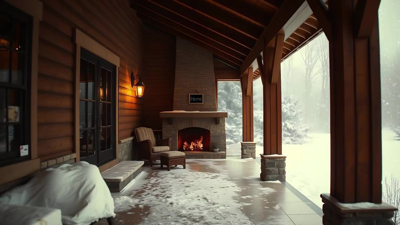❄️🔥🪵The Perfect Winter Ambiance: ❄️Snowfall View & Warming Fireplace Sounds🔥
