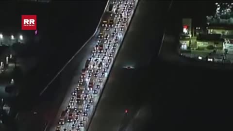 Aerial footage shows massive backups after all lanes of 5 Freeway closed due to gas line