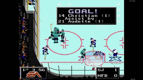 NHL '94 Franchise Mode 1992 Playoffs R1 G2 - Len the Lengend (SJ) at whalers (HAR)